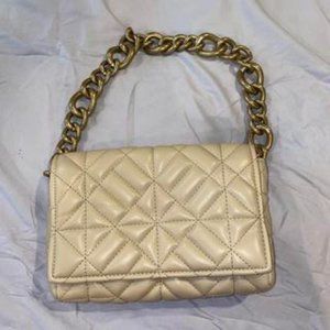 Zara Purse Beige with Thick Gold Chain
